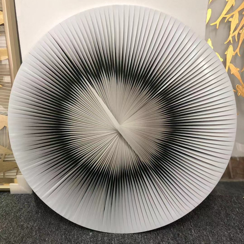 现代简约圆形立体装置艺术装饰画玄关入户客厅样板间皮革实物挂画