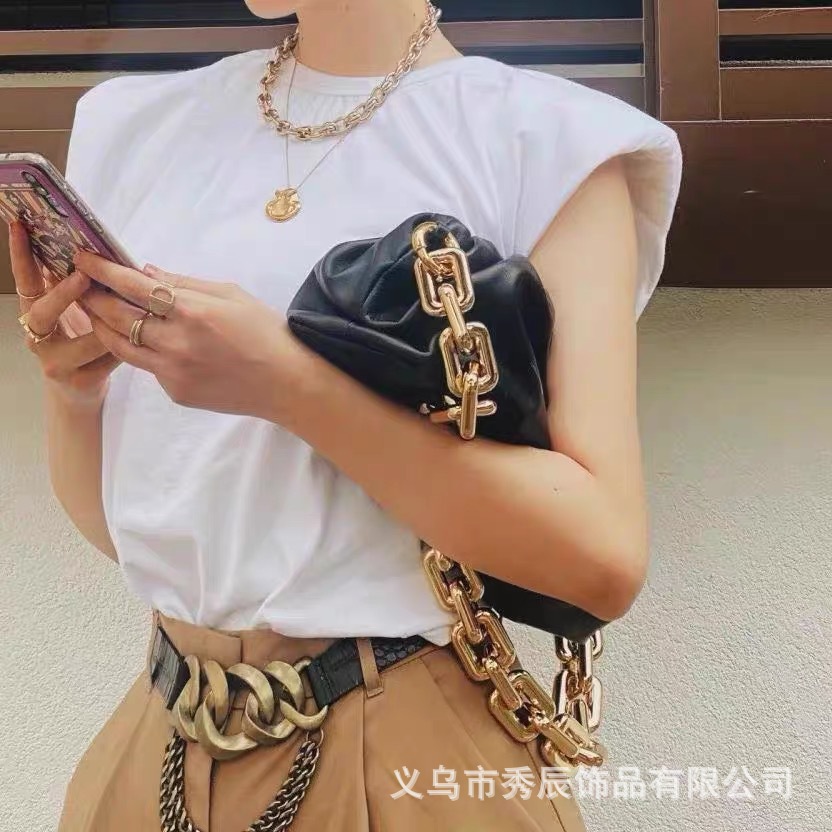 INS Internet Celebrity Xiaojing Song Hye Gyo Wearing Rectangular Thick Chain Cloud Portable Shoulder Underarm Bag Chain Shoulder Strap