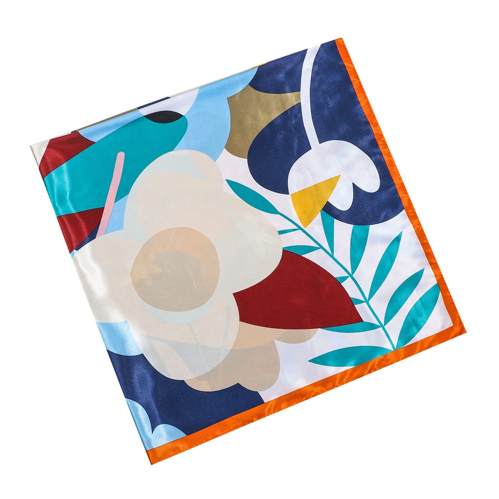 跨境新款90cm手绘 涂鸦大花女士大方巾丝巾头巾披肩围巾厂家直销