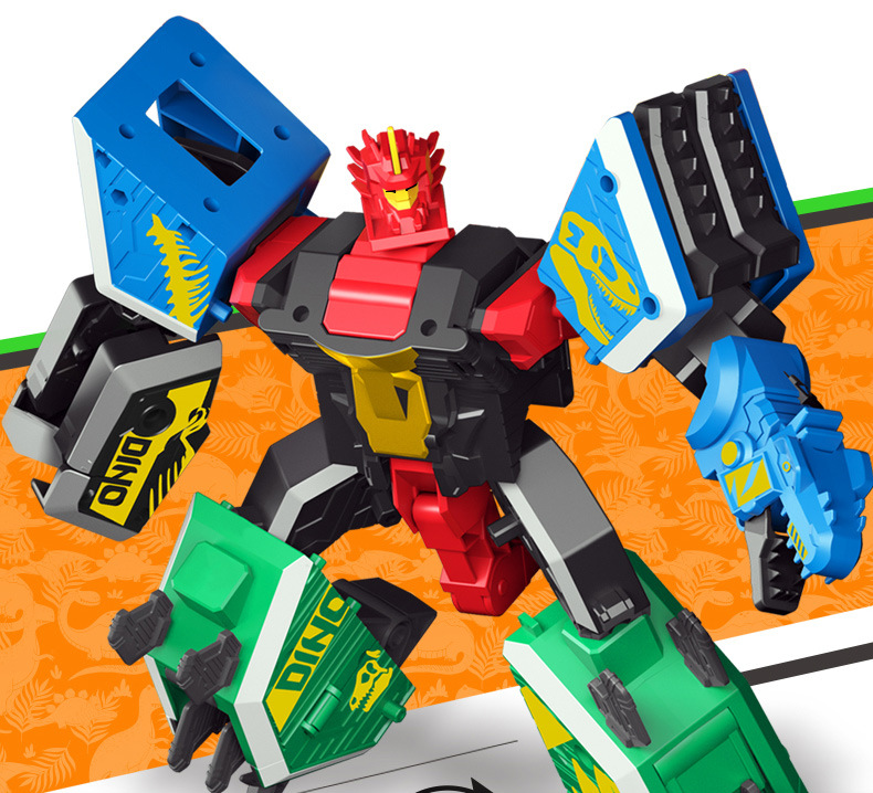 创意合体神兽变形机器人五合一儿童益智启蒙积木玩具拼装恐龙模型