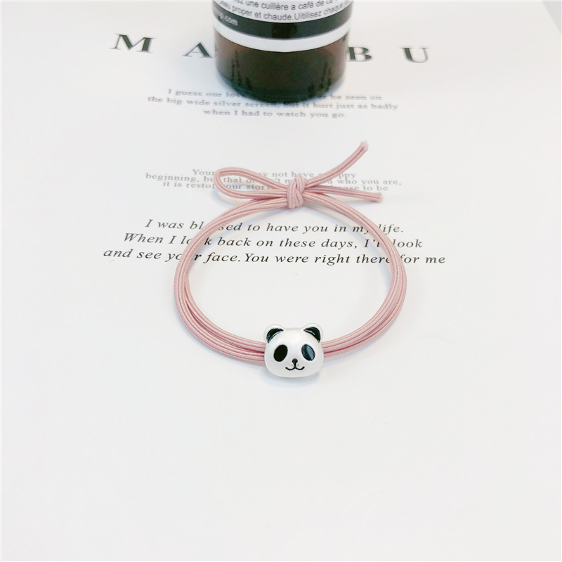 Korean Style Cute Metal Panda Knotted Rubber Band Head Rope Trending Girl Ins Hair-Binding Hair Ring Hair Rope