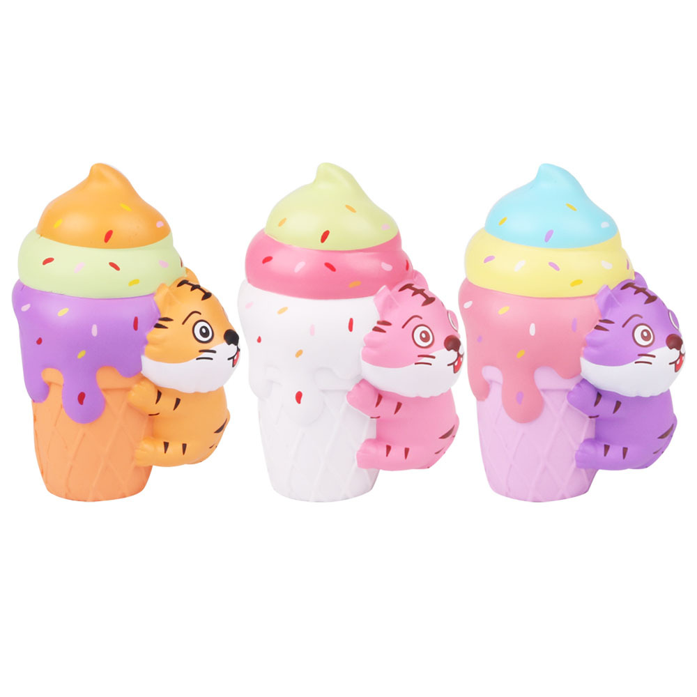 pu发泡解压玩具可爱老虎冰淇淋可加印logo慢回弹玩具
