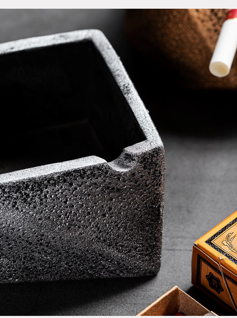 北欧水泥烟灰缸带盖创意ins风个性潮流家用客厅办公室简约防飞灰