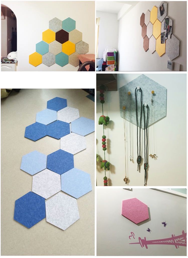 毛毡板六边形留言板立体墙贴照片墙幼儿园作品展示板背景墙装饰板
