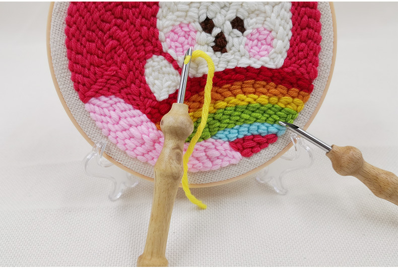 俄罗斯戳戳绣戳针木针毛线针戳笔舒适刺绣用木柄搓搓乐工具套装