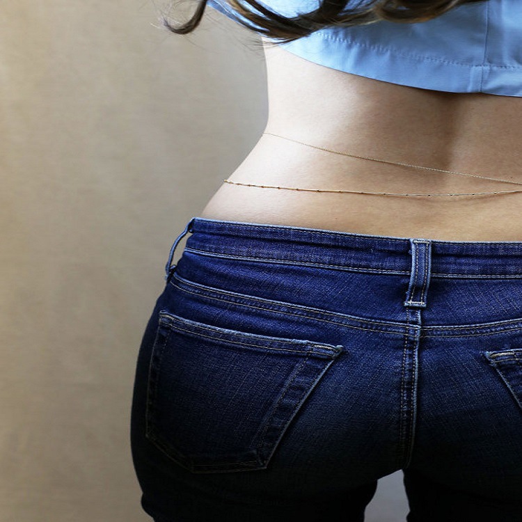 2020性感腹部沙滩 比基尼气质潮流非主流铜珠链双层