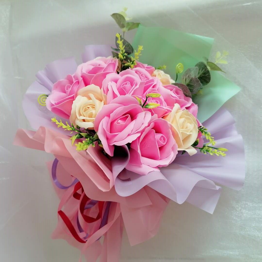 鲜花,花艺制品-19朵玫瑰仿真假花七夕情人节送女朋友节日礼物送生日