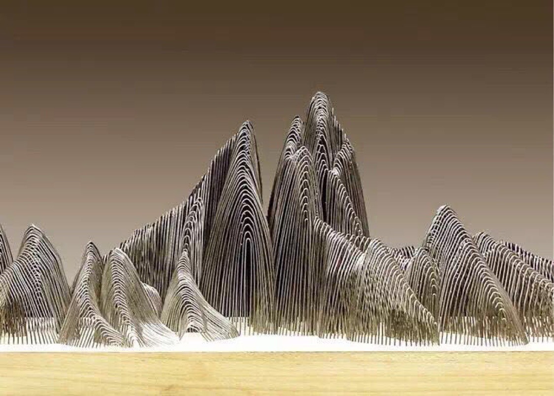 金属山型雕塑摆件大型假山酒店大堂会所花园户外水池水景装饰摆设