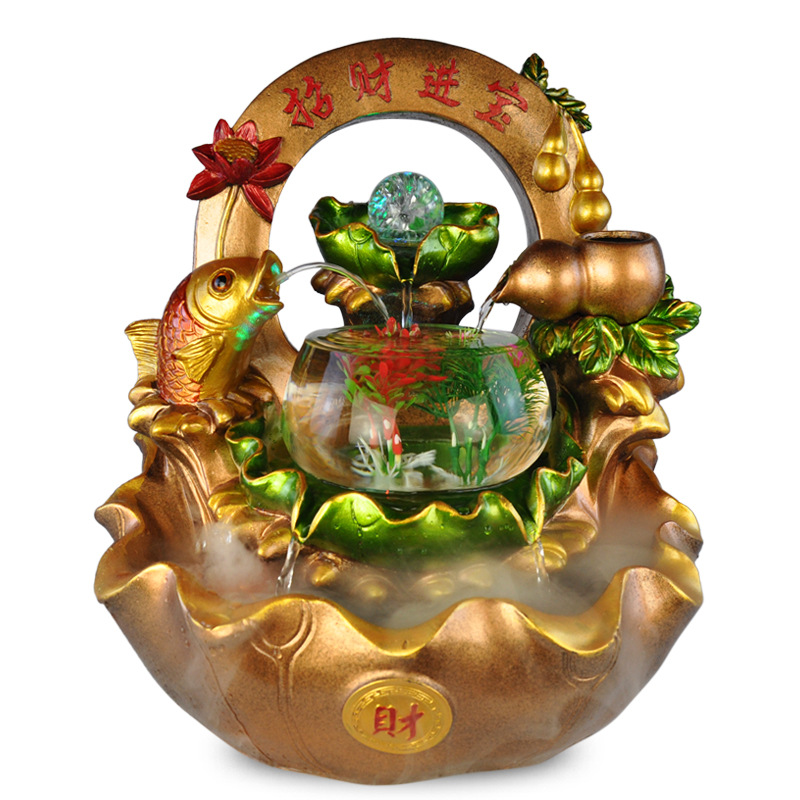 喷泉流水摆件招财金蟾葫芦鱼缸财源广进开业礼品加湿器客厅装饰品