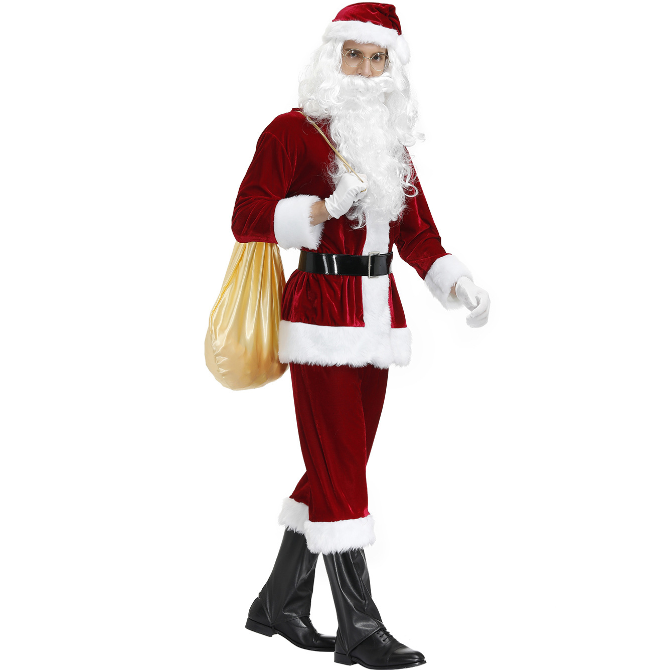 m-4xl男款圣诞老人套装男士圣诞节服装 大码圣诞装新年元旦圣诞服