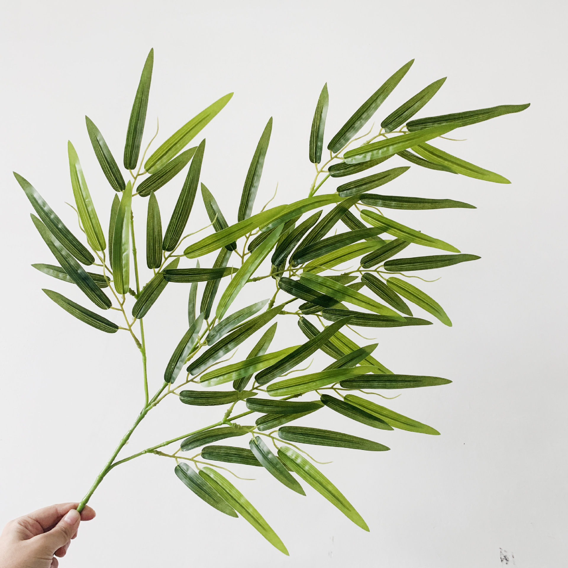 仿真竹叶 过胶手感竹子叶单支假树枝工程装饰假竹叶仿真植物竹子