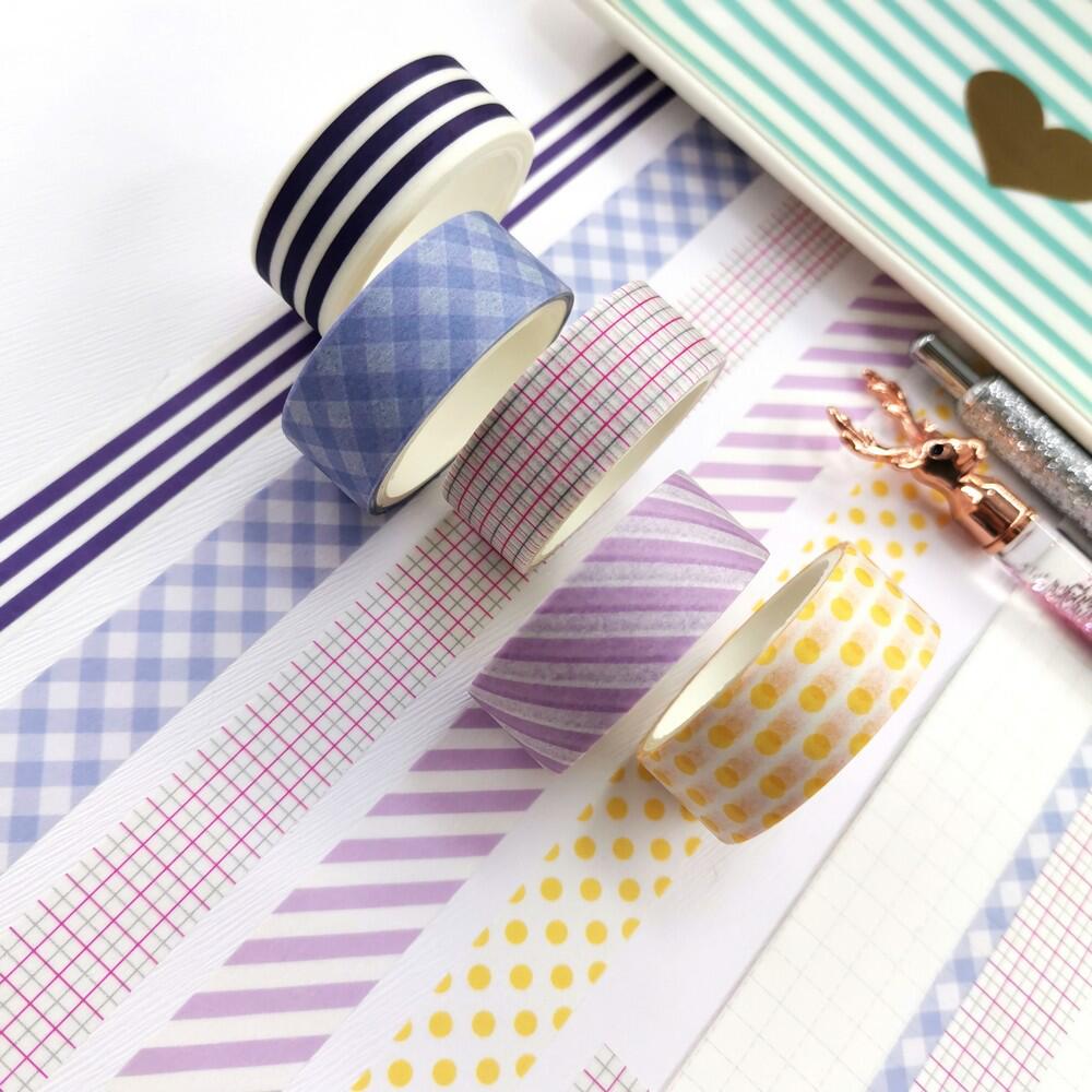 新款基础系列之格子大方基础网格碎花背景手帐贴纸账装饰和纸胶带