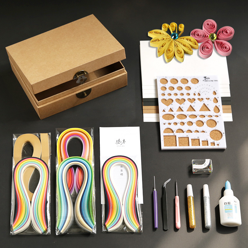 diy衍纸工具套装 纸艺术幼儿园手工制作彩色折纸条画高品质材料包