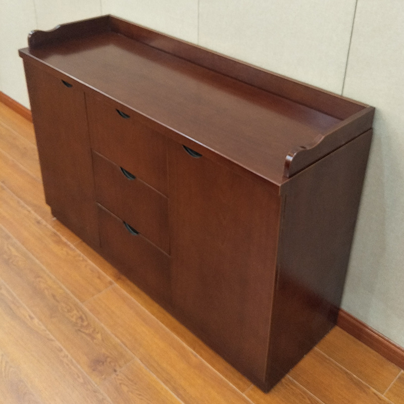 会客矮柜酒柜油漆胡桃木皮办公室储物柜简约现代大型茶水柜