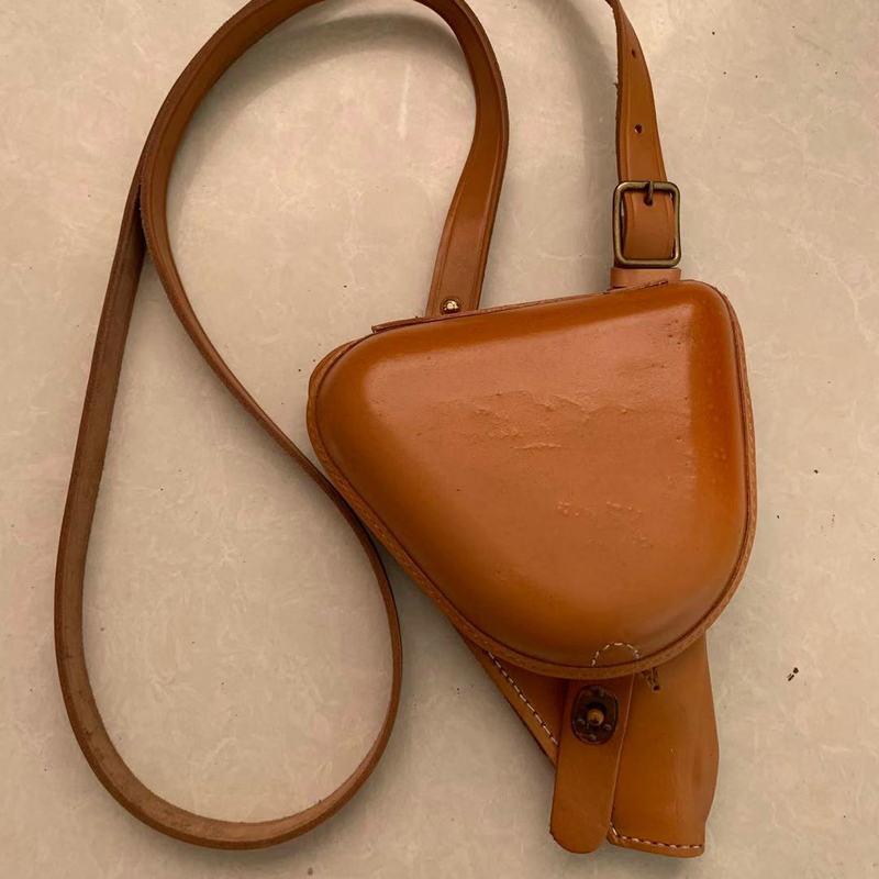 牛皮盒子手枪套影视道具 斜跨带盒子枪牛皮枪套