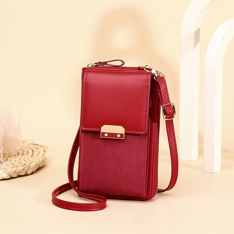 2023 New Women's Bag Mobile Phone Bag Fashion Simple Women's Shoulder Bag Messenger Bag Korean Lock Latch Small Square Bag