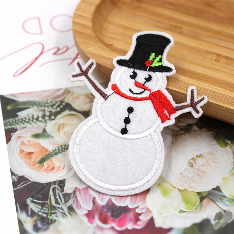 新款现货布贴圣诞节系列刺绣雪花雪人补丁贴服装辅料手工diy装饰