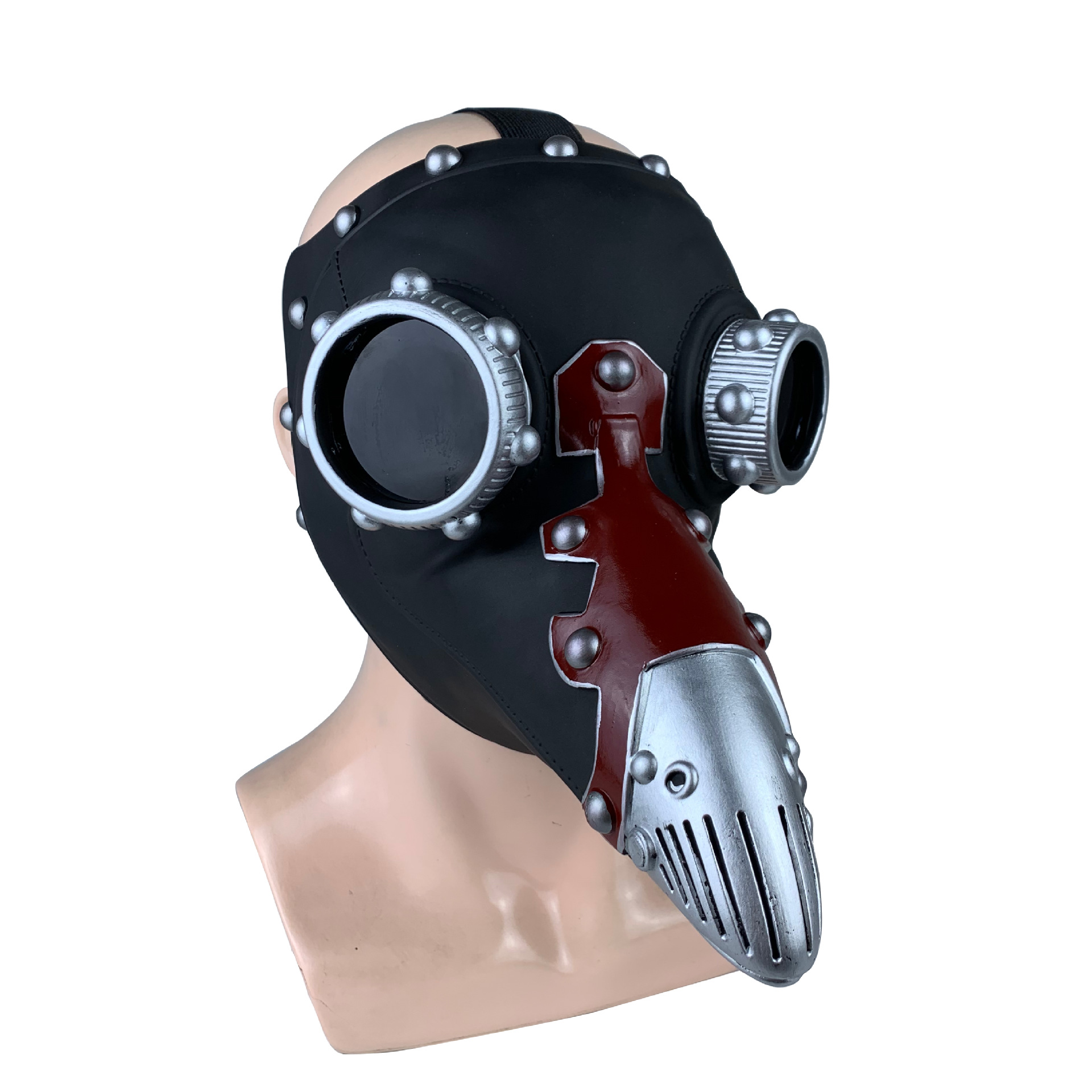 瘟疫医生鸟嘴面具朋克脸罩punk黑色口罩皮白红眼镜中世纪防毒面罩