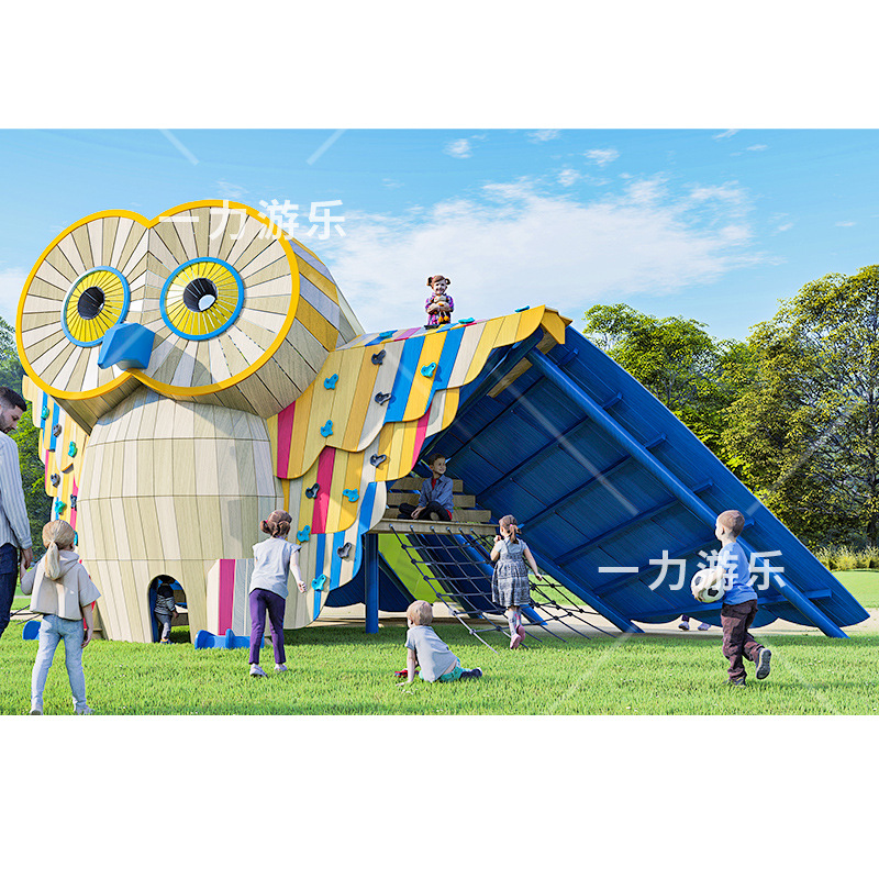 户外非标定制大型实木组合滑梯创意造型卡通动物车船儿童游乐设备