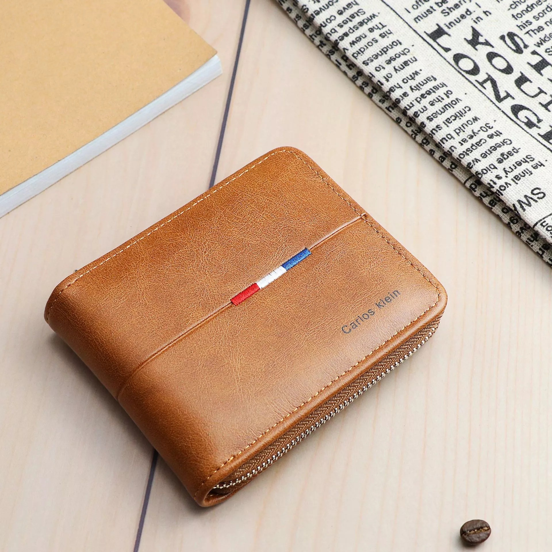 油蜡皮横款皮夹子