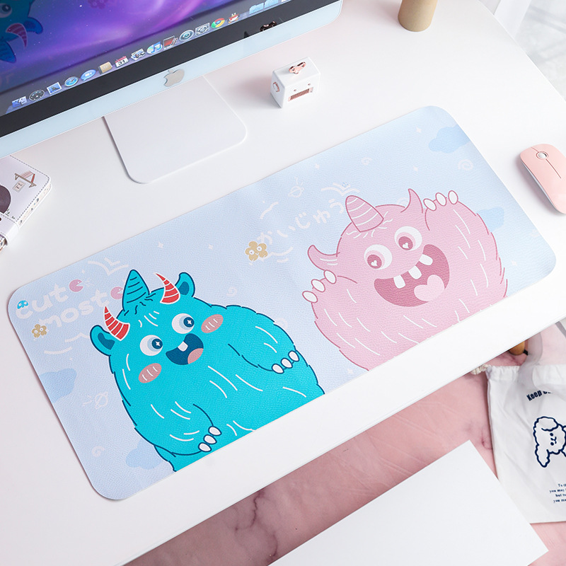 Cartoon Cute Computer Desk Pad Pu Waterproof Student Desk Mat Large Keyboard and Mouse Pad Office Table Mat Placemat