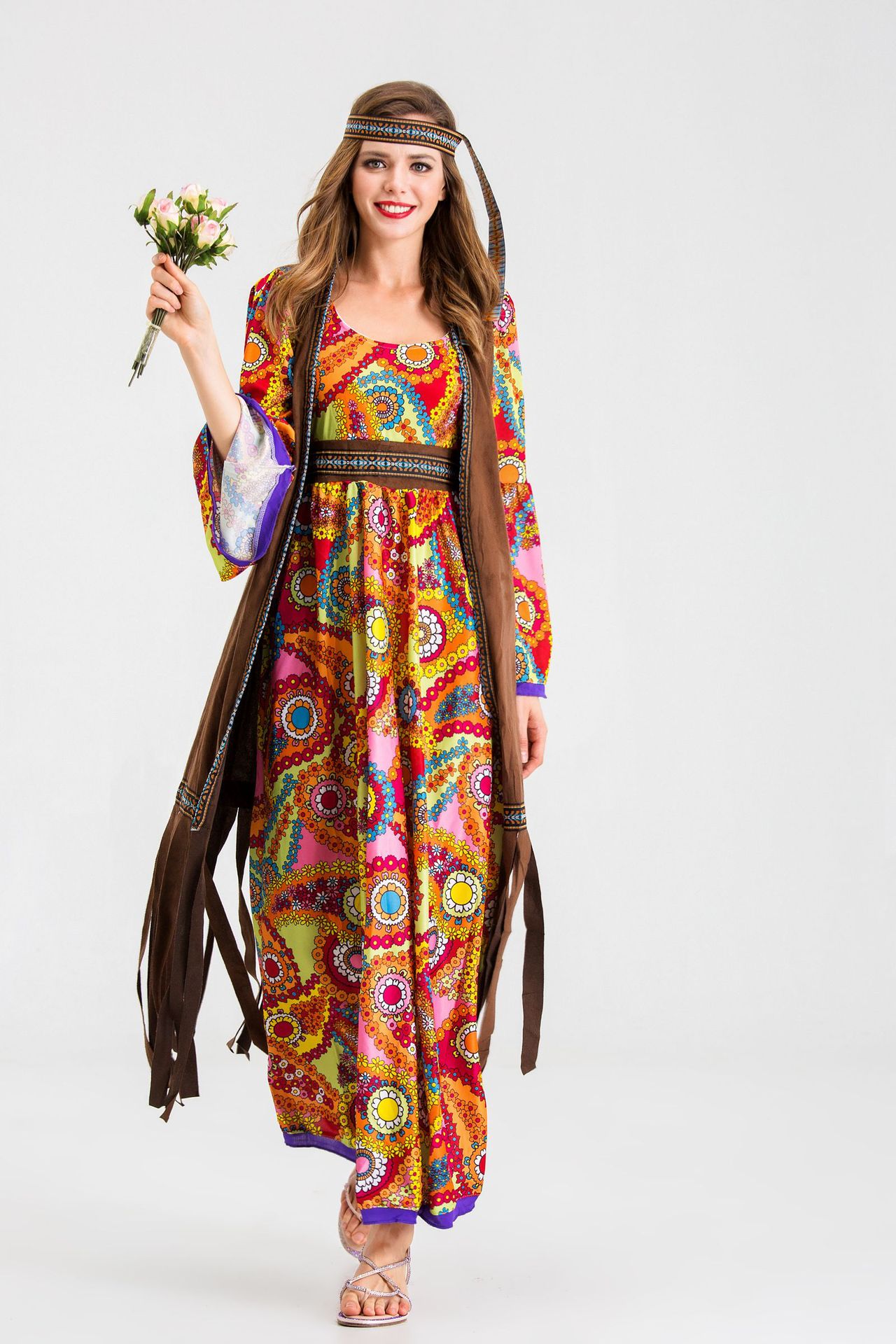 万圣节原始部落女神复古70年代迪斯科嬉皮士hippie costume演出服