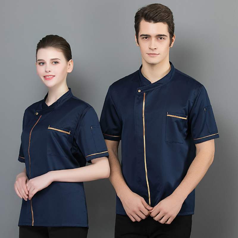 厨师工作服男夏装酒店西餐厅牛排店烘焙厨房食堂员工厨师服短袖女