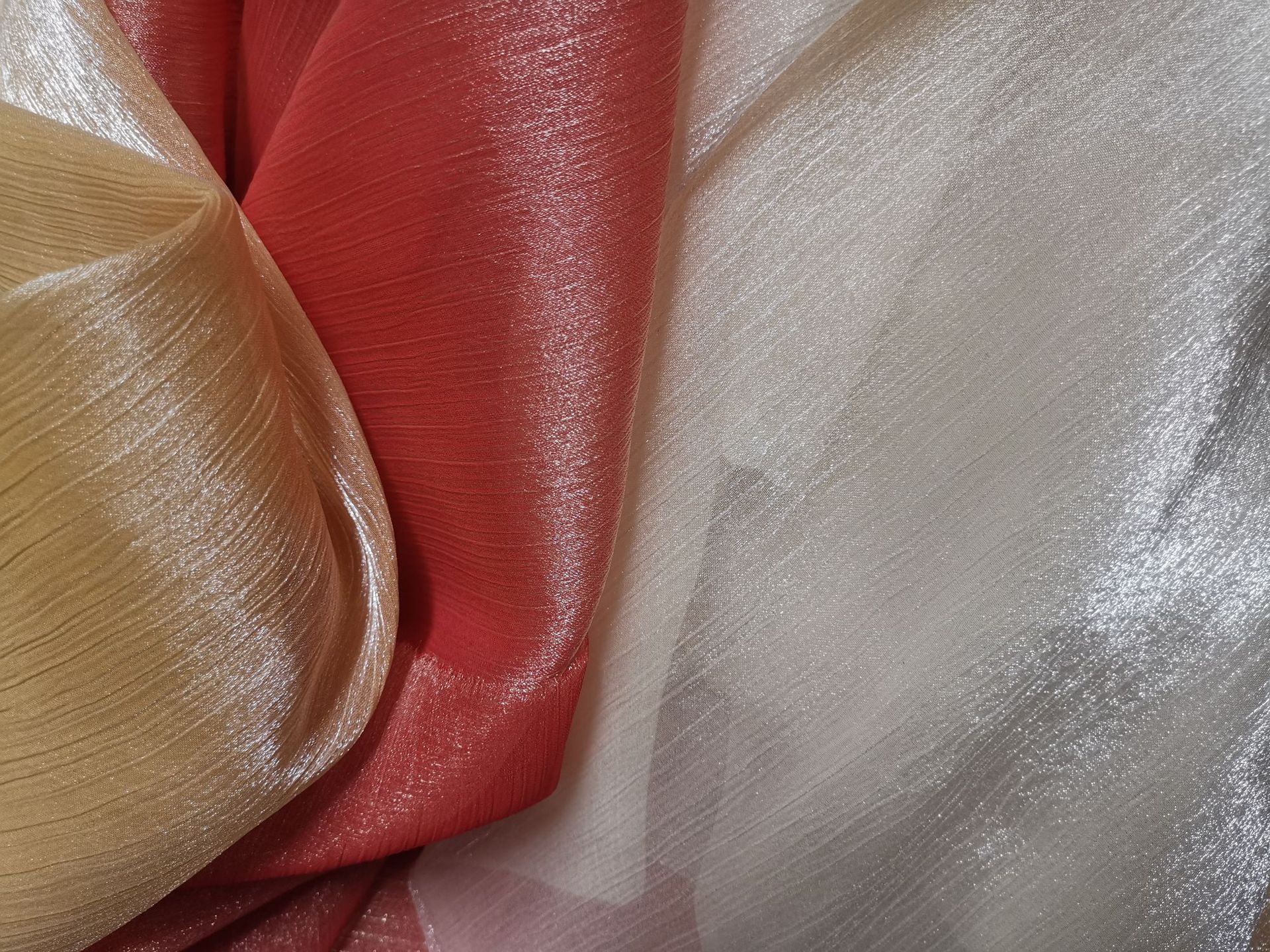 水波纹真丝皱亮光琉璃纱女装婚纱礼服汉服lolita舞台服人鱼姬面料