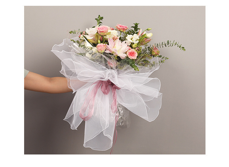 包花网纱荷月纱厂家直供 韩式花边网圆形花束包装材料鲜花礼品diy