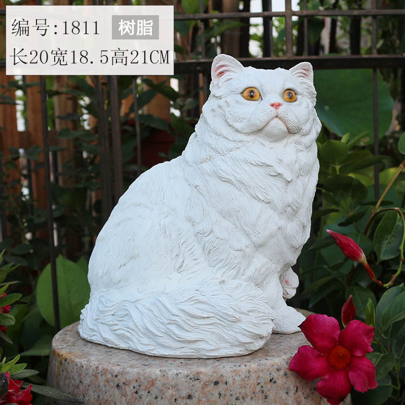 Simulation Persian Cat Decoration Cute Animal Resin Model Fake Cat Doll Home Decoration Living Room TV Cabinet Decoration