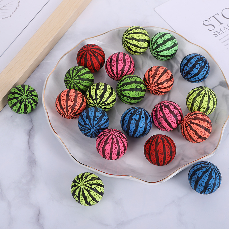 爆款儿童礼品惊喜小玩具跳跳球 32号彩色仿真小西瓜橡胶弹力球