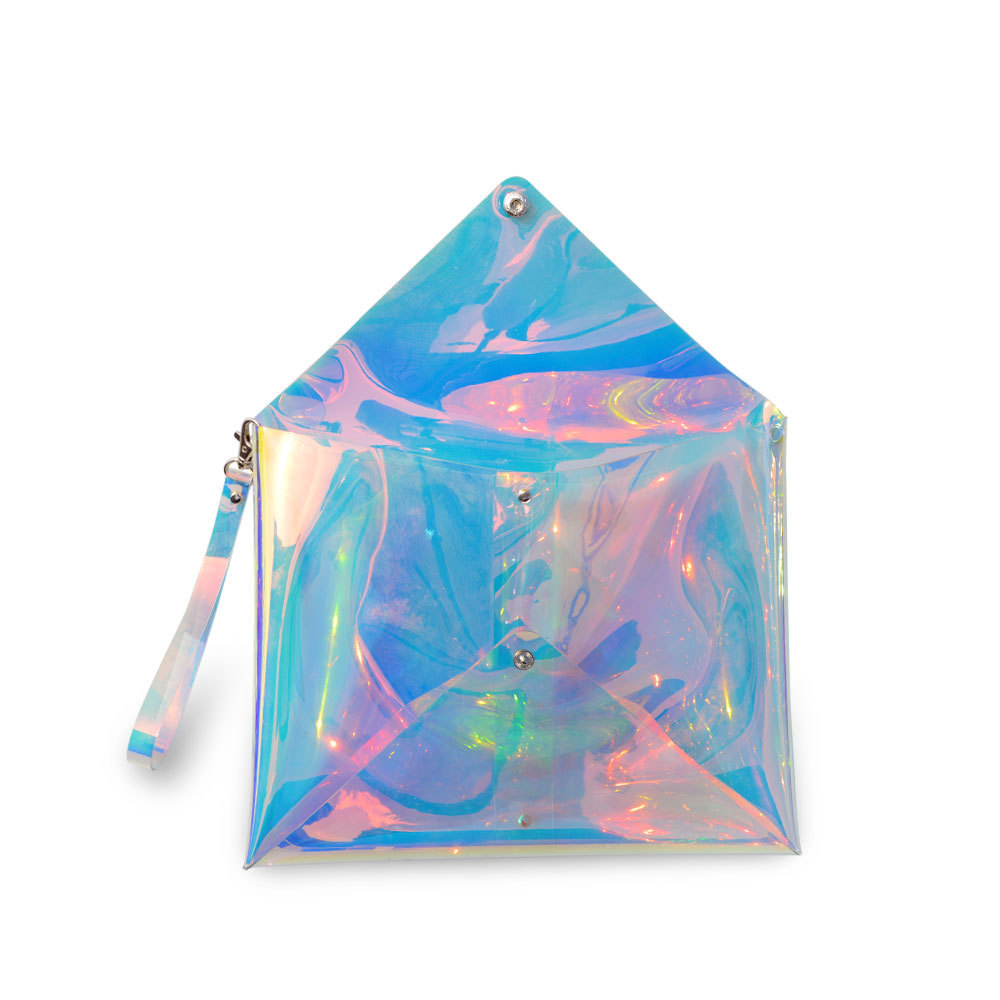 高档好看的tpu透明炫彩化妆包 防水洗漱包 日本信封镭射幻彩包