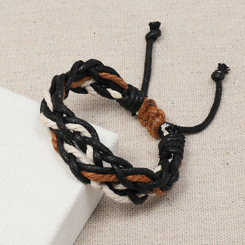 庞克手工编织小众设计手绳简约冷淡风麻绳手链情侣男女学生ins