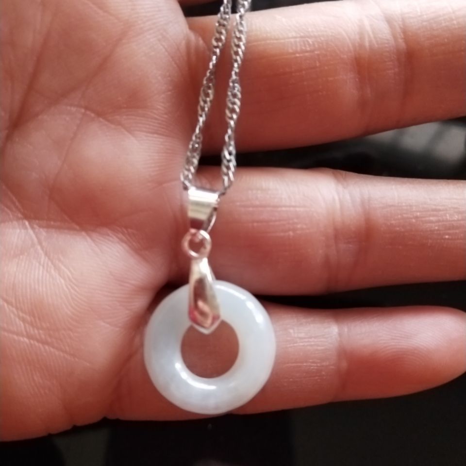 真品a货翡翠玉环圆圈吊坠圆环手编手链项链腰链红绳玉石饰品配件