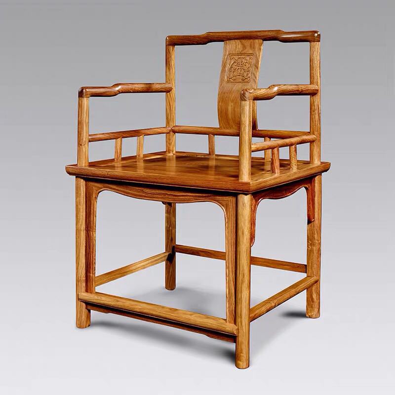 白酸枝奥氏黄檀玖瑰椅休闲椅茶椅清式明式雕花鸟奥氏黄檀