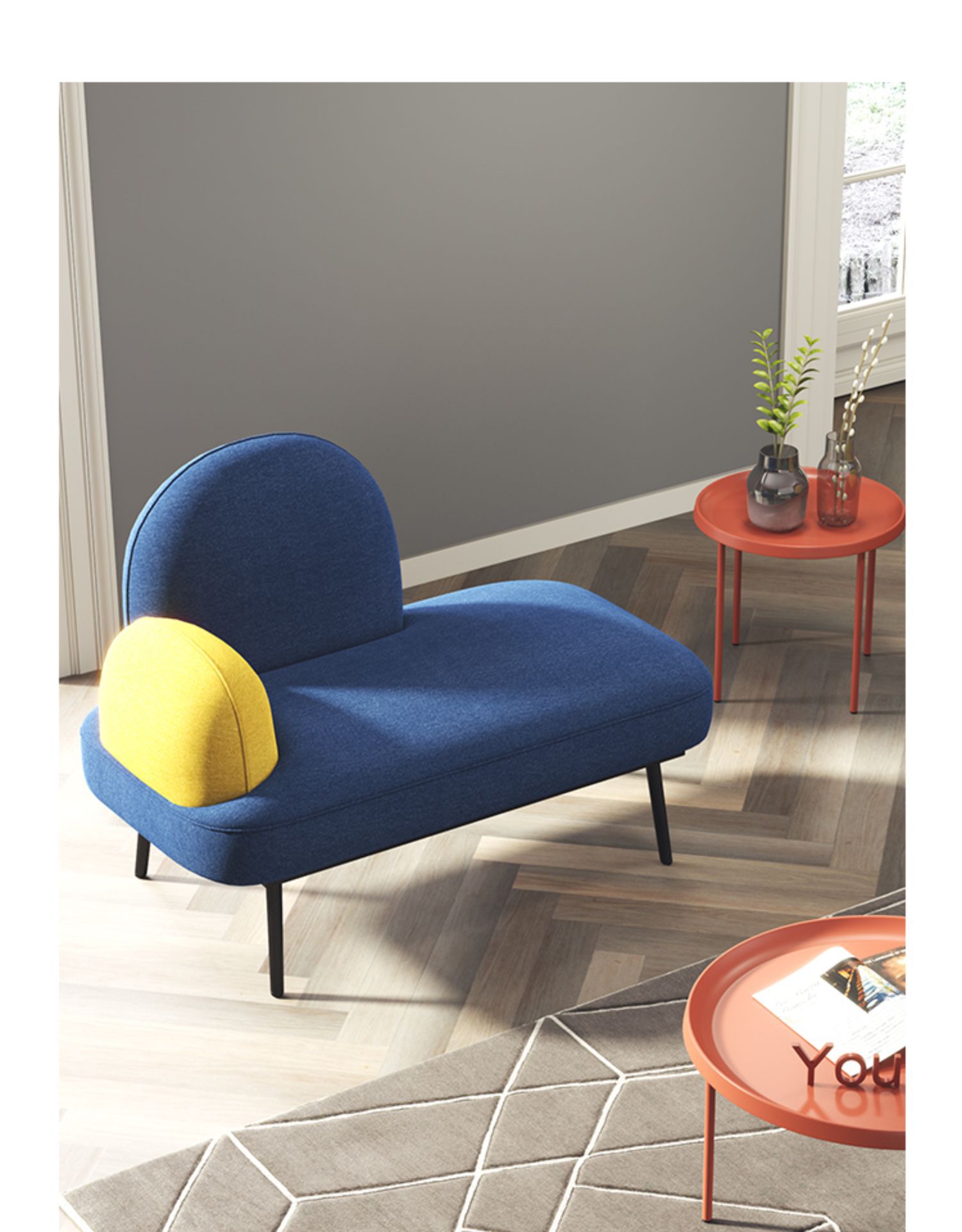 北欧布艺双人沙发卧室小户型创意单人沙发椅现代简约服装店休闲椅