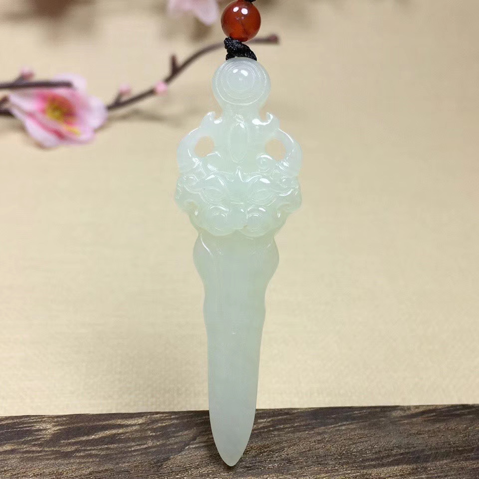 和田玉降魔杵吊坠法器挂件男女款玉剑挂饰玉石玉项链吊坠