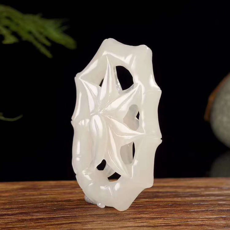 厂家直销和田玉青海料玉器祝福挂件天然藕粉色玉石竹节吊坠送证书