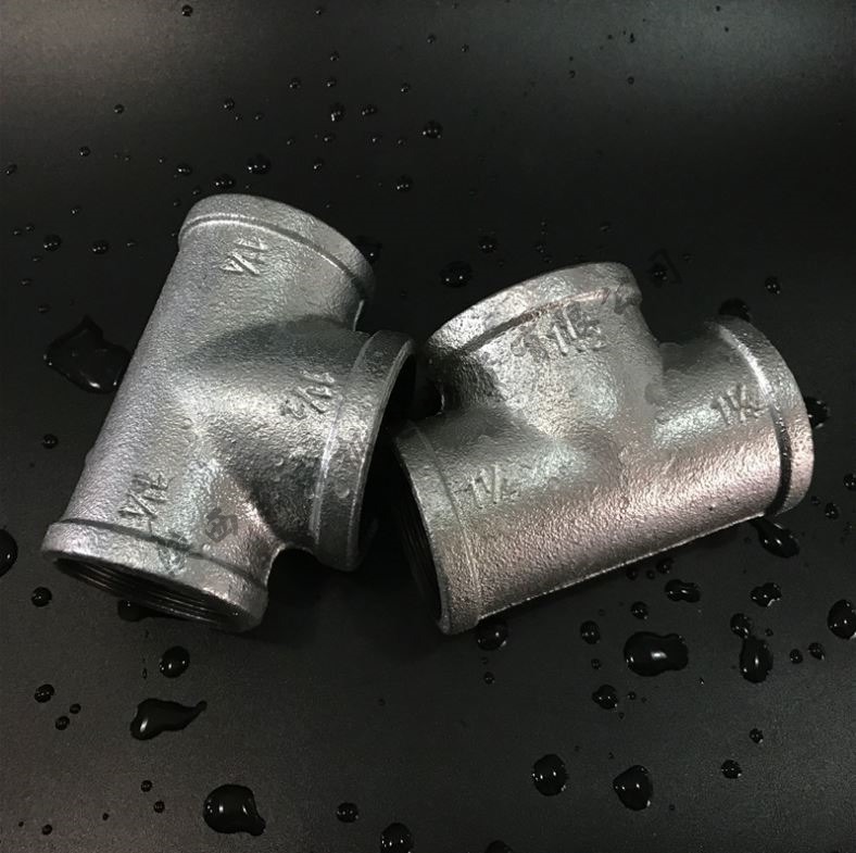 镀锌玛钢三通t型管件水管水暖消防管给水接头配件连接件4分