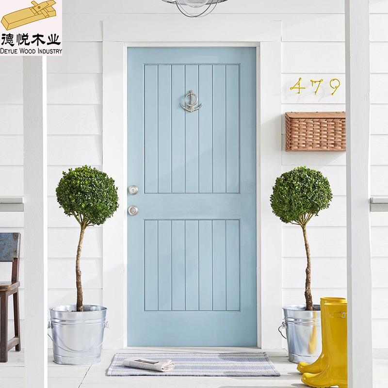 南京美式简约蓝色烤漆隔音室内卧室门 地中海风格室内套装门