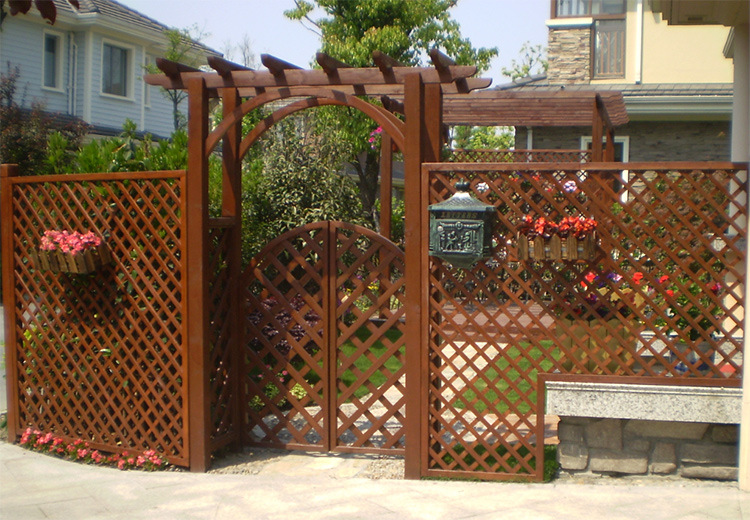 花园防腐木拱门花架庭院栅栏门爬藤葡萄架廊架紫藤架网格门楼门框