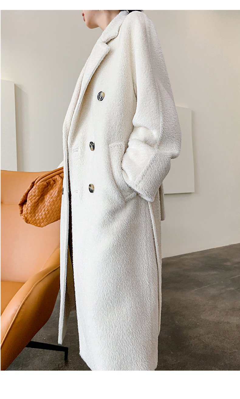 阿尔巴卡2021双面羊绒大衣女长款轻奢加厚苏丽羊驼绒毛呢过膝外套