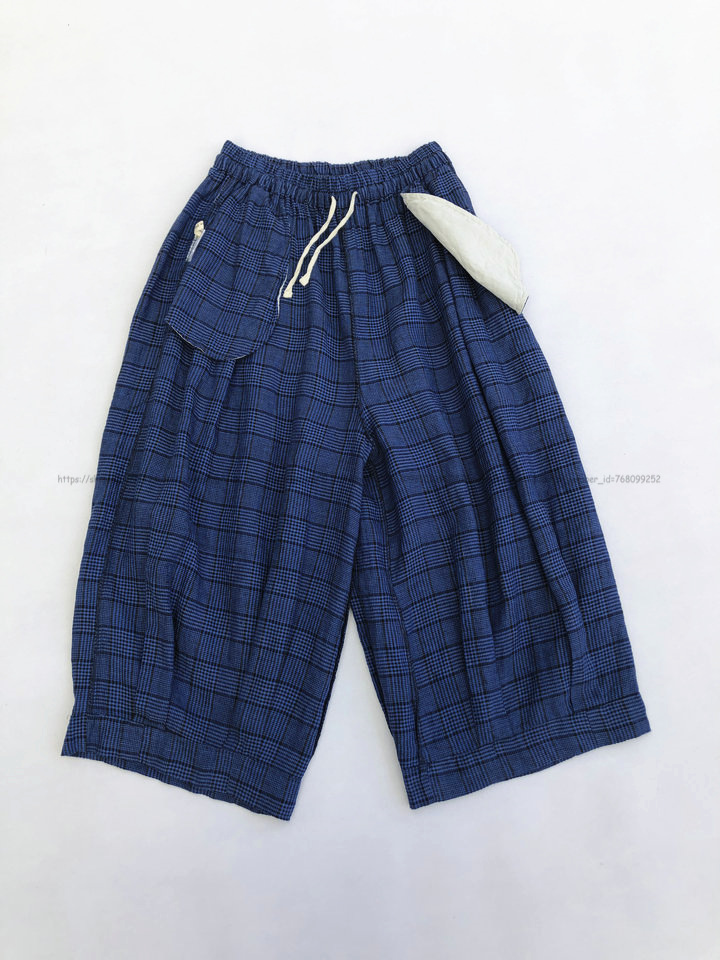 日本潮牌 四季百搭版型 松紧腰色织亚麻灯笼裤 4色