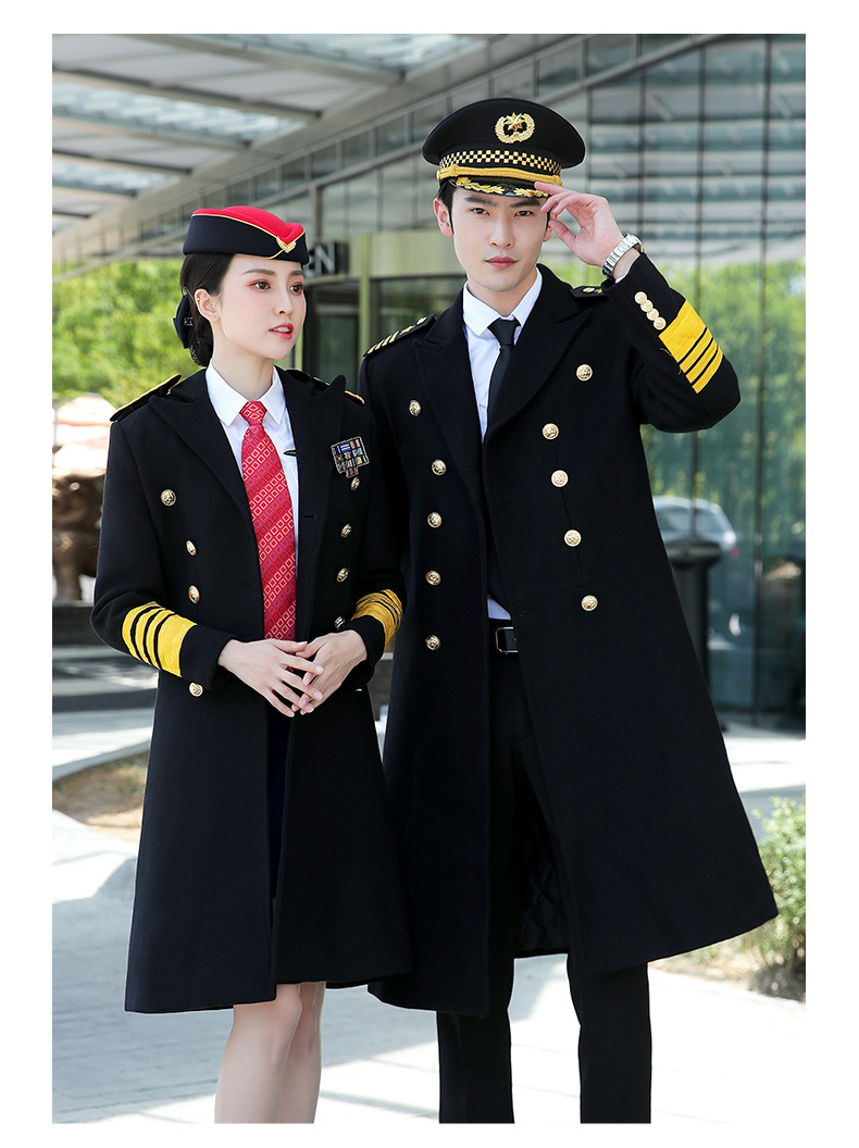 空姐空少大衣女机长2020新款职业装羊绒呢子风衣工作服冬加厚保暖