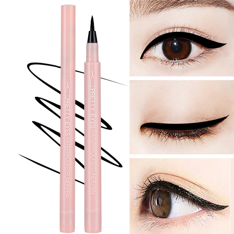 Cool Black Slim Eyeliner Lines Smooth Color Uniform Eyeliner Waterproof Sweat-Proof Not Smudge Cosmetics