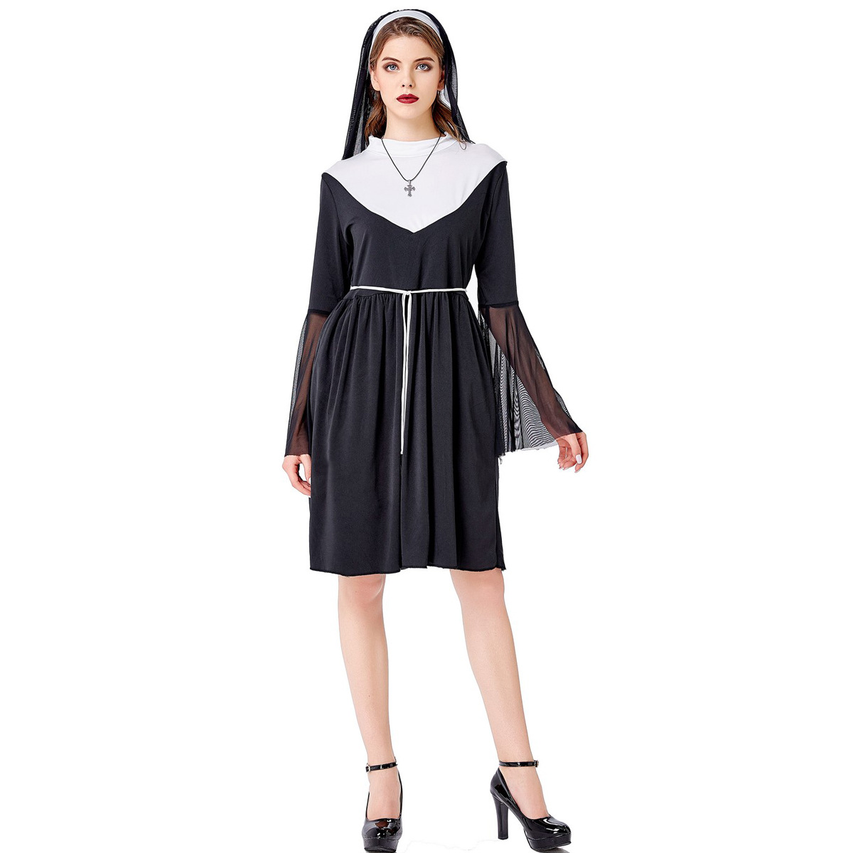 万圣节修女新款服装 nun牧师服圣女玛利亚角色扮演舞台演出服批发