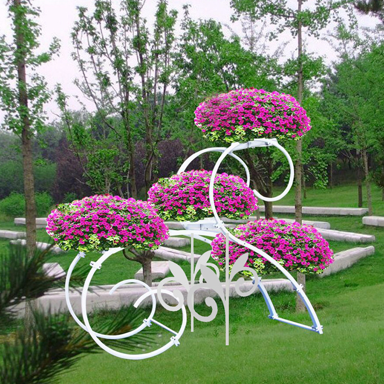 翘首----铁艺花架 园林景观雕塑 多层组合花盆 立体景观移动花架