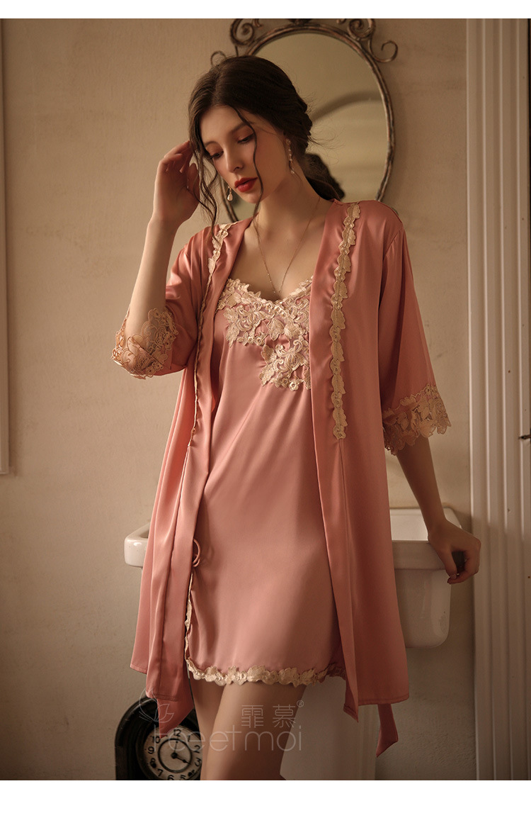 霏慕情趣睡衣性感蕾丝刺绣开衩诱惑欧美居家吊带睡裙套装外贸7823