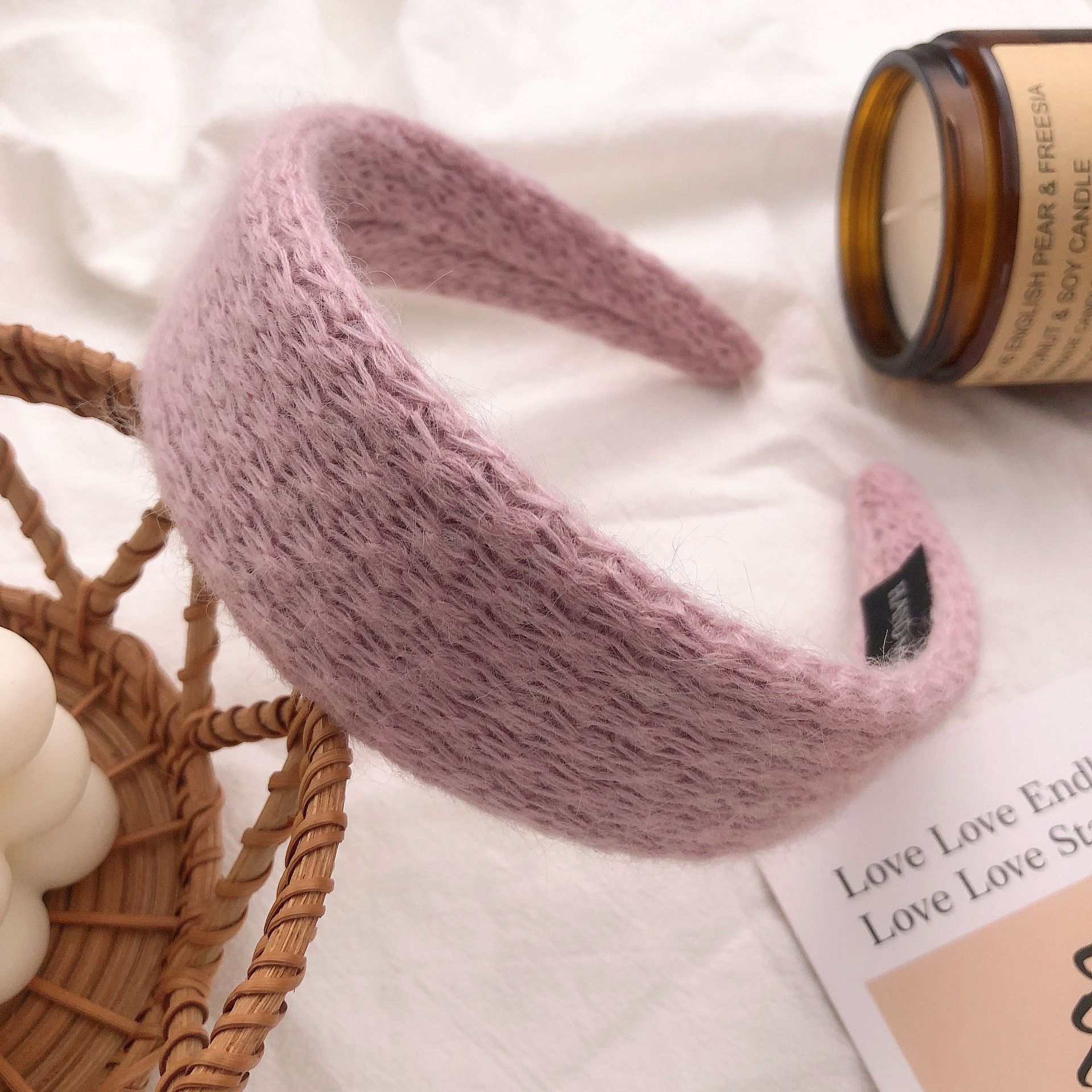 小香风甜美发箍针织毛线防滑压发发卡少女心秋冬束发头箍纯色发饰