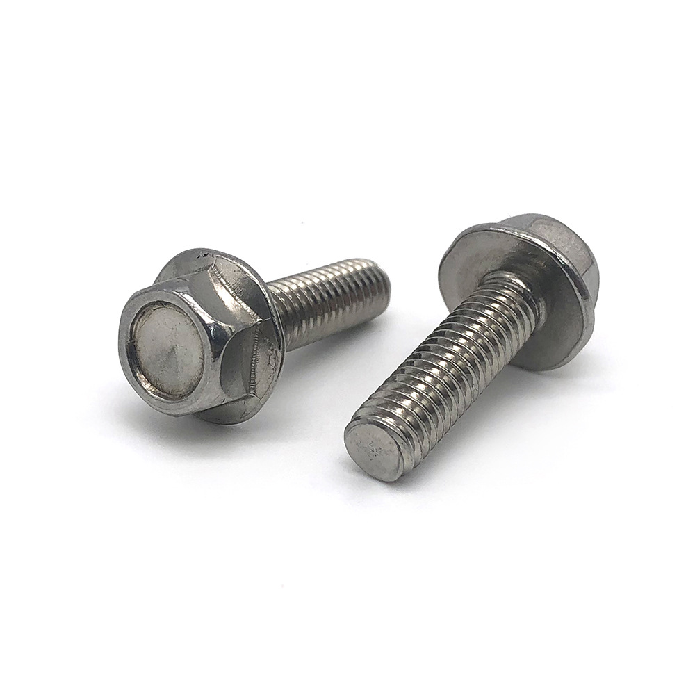 304不锈钢六角头凹穴带防滑齿螺栓m6×10-45 gb5789法兰面螺栓